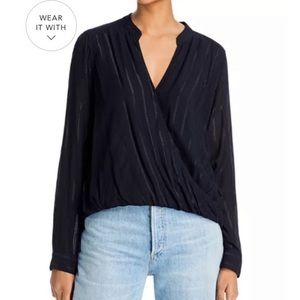COPY - Splendid front wrap striped blouse